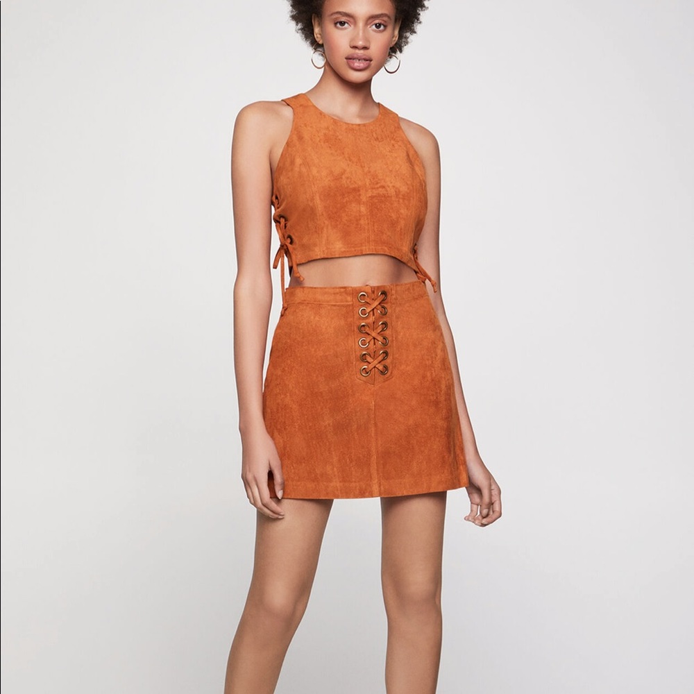 BCBGeneration Faux Suede Lace Up Skirt